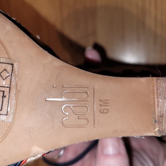 Cabi Womens Isla Wedge Espadrille Sandals Ankle Wrap Navy Suede Boho Size 6 - Picture 10 of 11